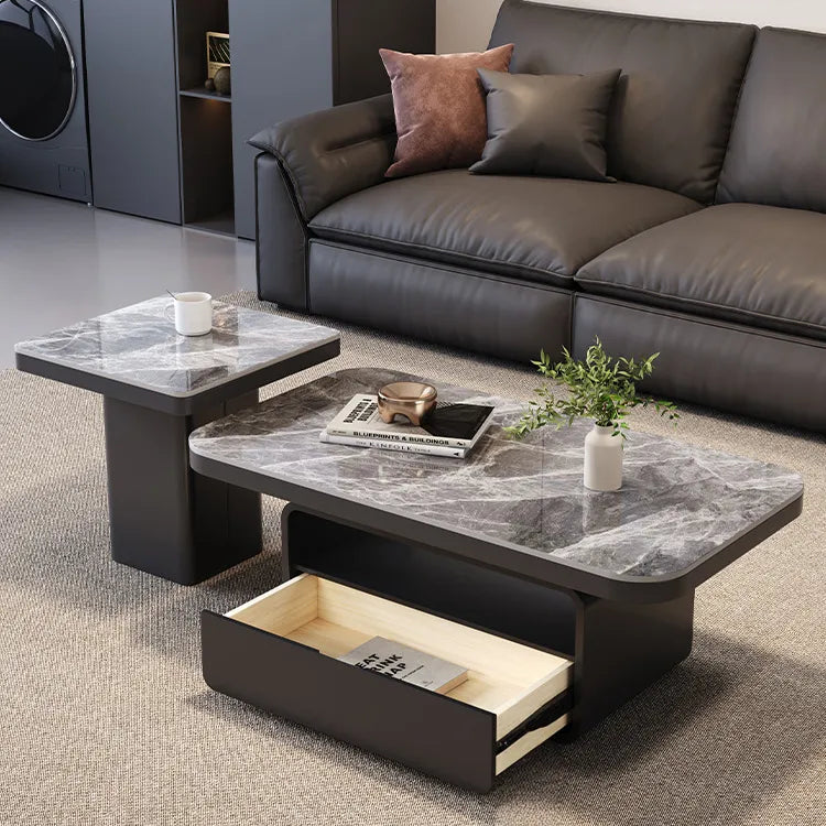 Coffee table COLOR1 COLOR2 White Black Brown Solid wood Sintered Stone Multi-layer board htyjj-5948-1