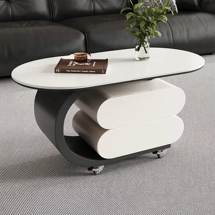 Coffee table COLOR1 White Black Sintered Stone Solid wood htyjj-6572