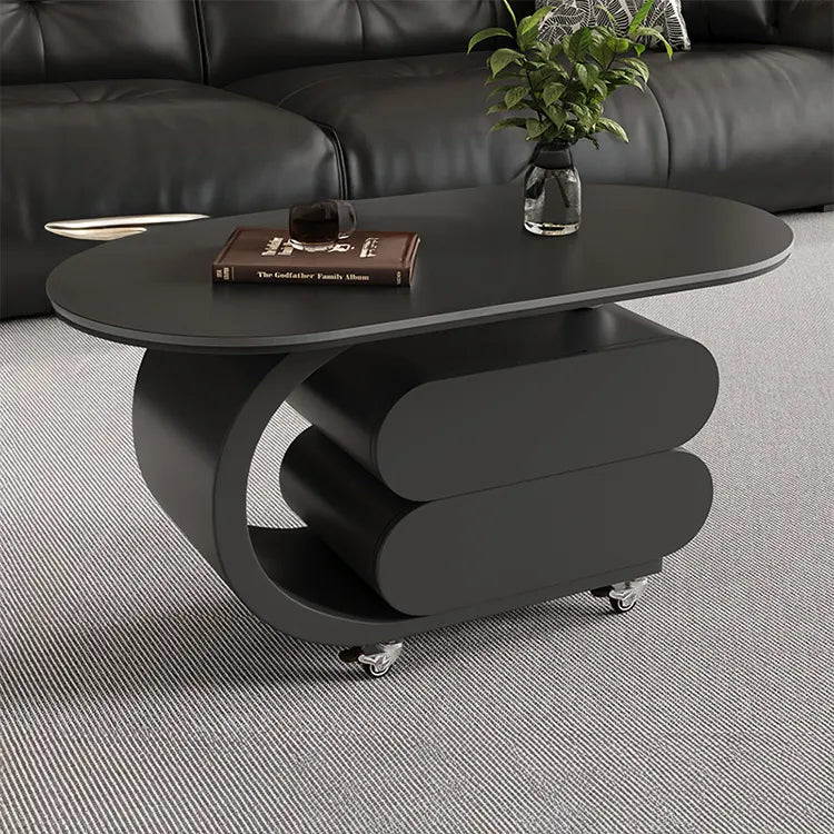 Coffee table COLOR1 White Black Sintered Stone Solid wood htyjj-6572