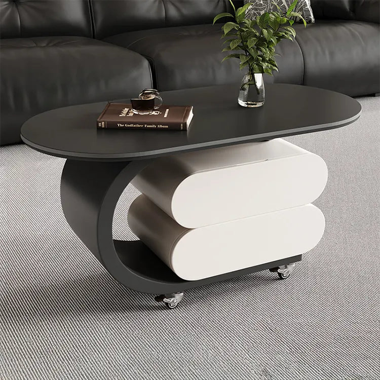 Coffee table COLOR1 White Black Sintered Stone Solid wood htyjj-6572
