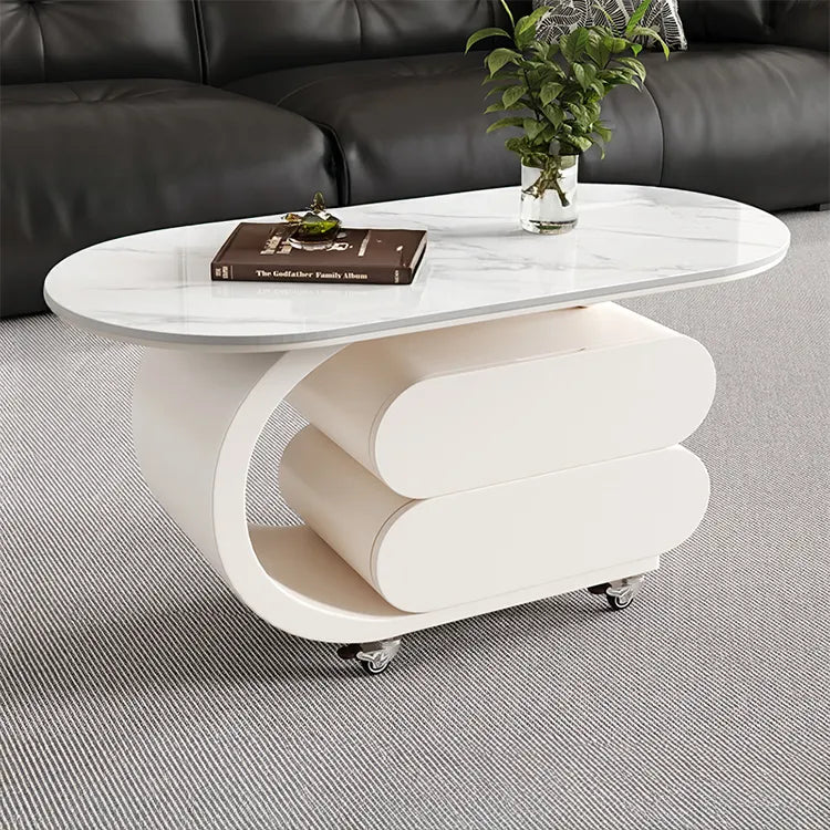 Coffee table COLOR1 White Black Sintered Stone Solid wood htyjj-6572