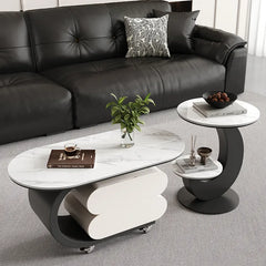 Coffee table COLOR1 White Black Sintered Stone Solid wood htyjj-6572