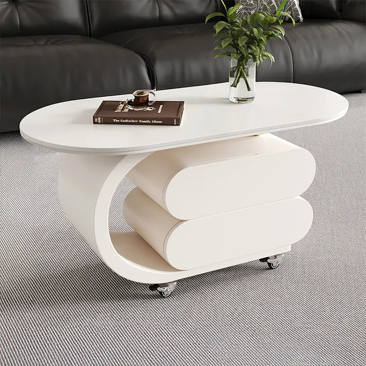 Coffee table COLOR1 White Black Sintered Stone Solid wood htyjj-6572