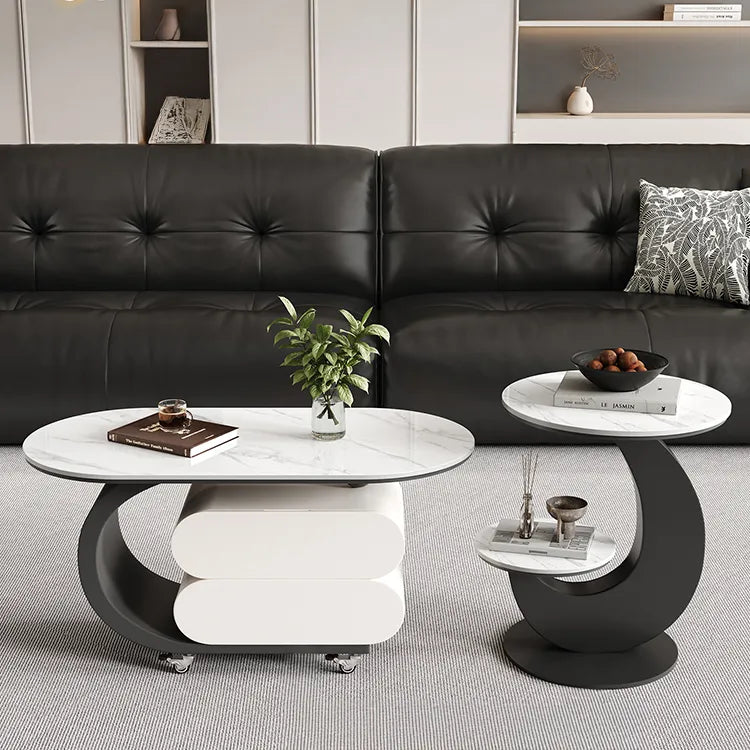 Coffee table COLOR1 Black White COLOR2 Brown Sintered Stone Multi-layer board htyjj-6573