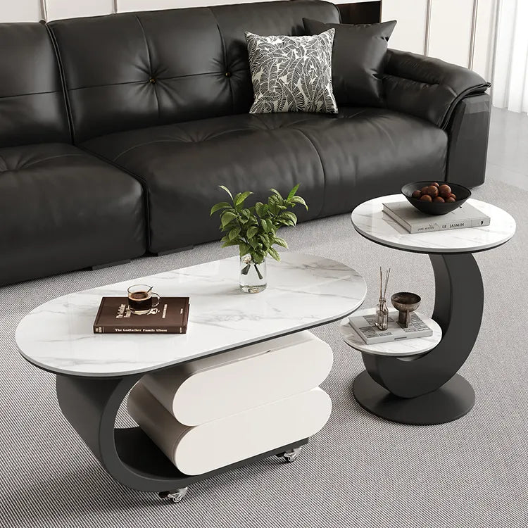 Coffee table COLOR1 Black White COLOR2 Brown Sintered Stone Multi-layer board htyjj-6573
