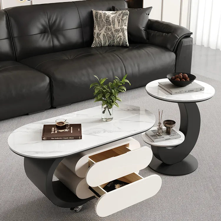 Coffee table COLOR1 Black White COLOR2 Brown Sintered Stone Multi-layer board htyjj-6573