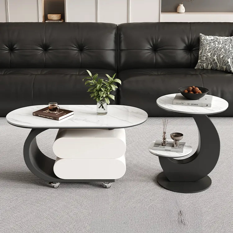 Coffee table COLOR1 Black White COLOR2 Brown Sintered Stone Multi-layer board htyjj-6573