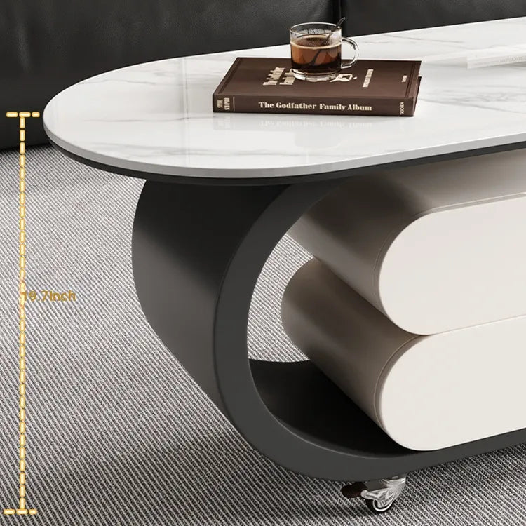 Coffee table COLOR1 Black White COLOR2 Brown Sintered Stone Multi-layer board htyjj-6573