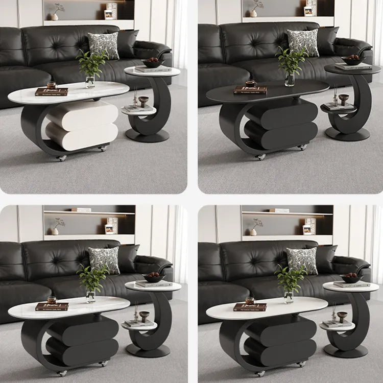 Coffee table COLOR1 Black White COLOR2 Brown Sintered Stone Multi-layer board htyjj-6573