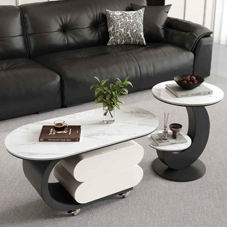Coffee table COLOR1 Black White COLOR2 Brown Sintered Stone Multi-layer board htyjj-6573