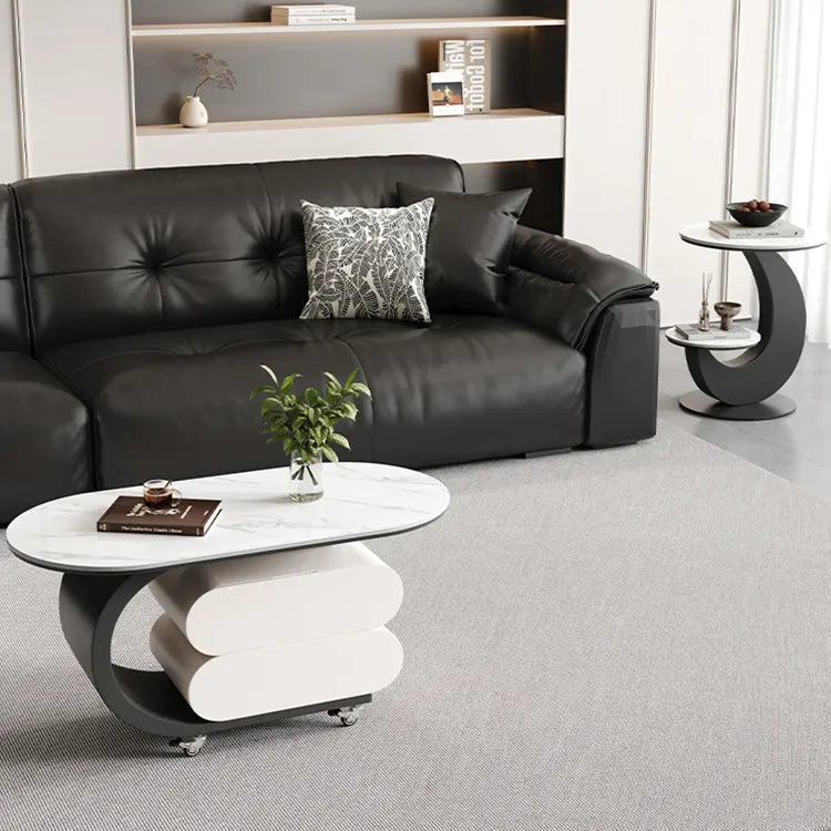 Coffee table COLOR1 Black White COLOR2 Brown Sintered Stone Multi-layer board htyjj-6573