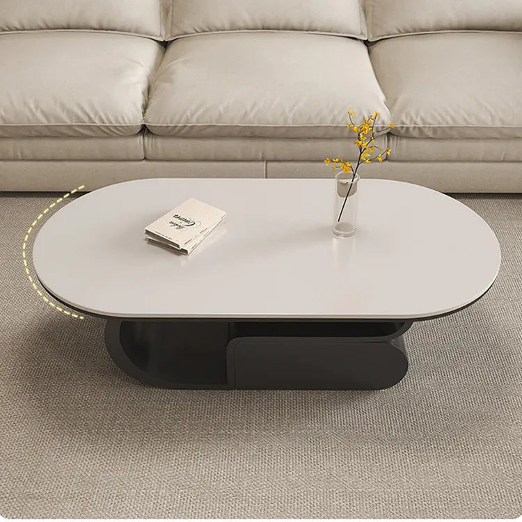 Coffee table White Brown Solid wood Sintered Stone htyjj-6576