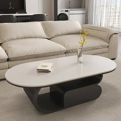 Coffee table White Brown Solid wood Sintered Stone htyjj-6576