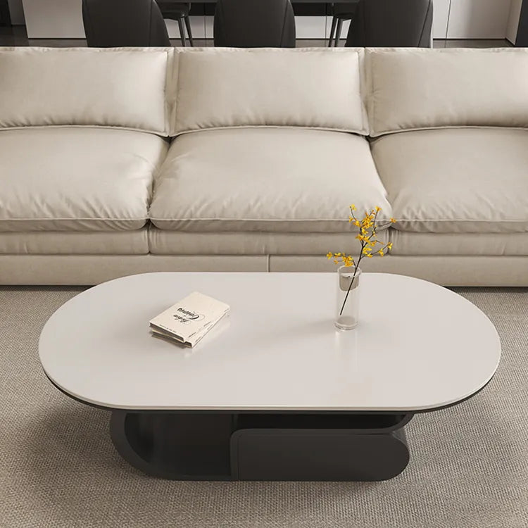 Coffee table White Brown Solid wood Sintered Stone htyjj-6576