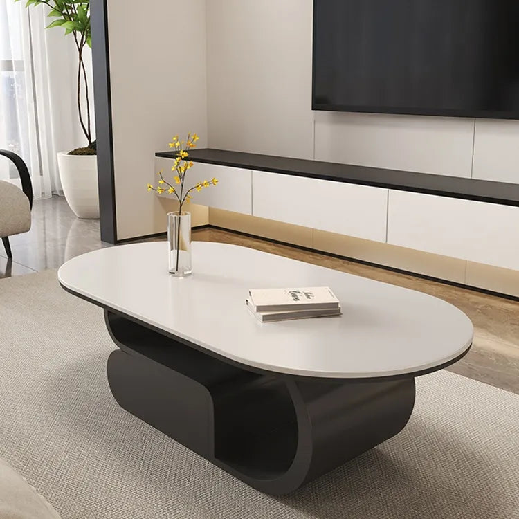 Coffee table White Brown Solid wood Sintered Stone htyjj-6576