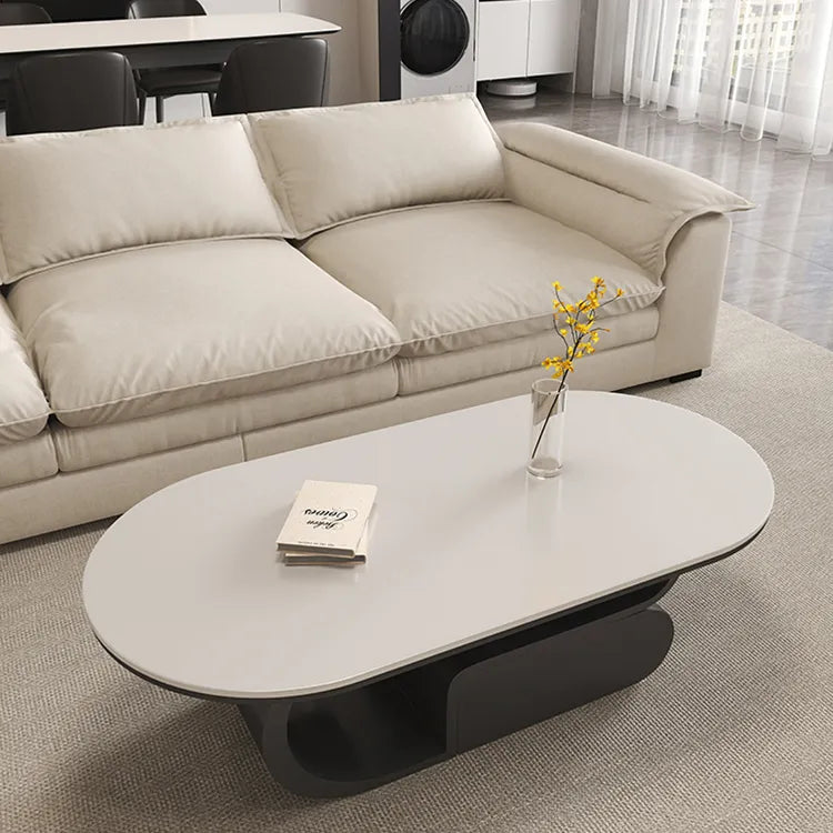 Coffee table White Brown Solid wood Sintered Stone htyjj-6576