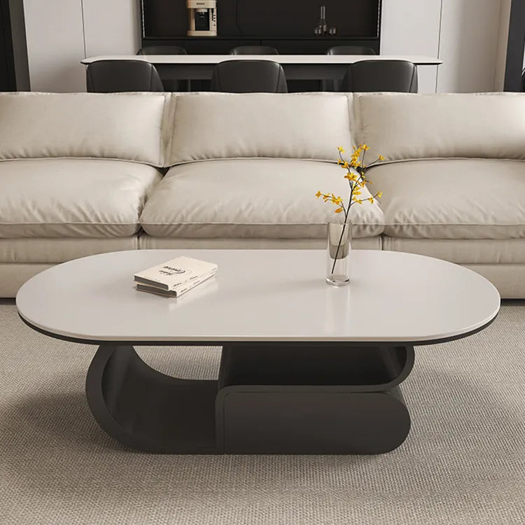 Coffee table White Brown Solid wood Sintered Stone htyjj-6576