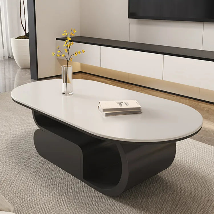 Coffee table White Brown Solid wood Sintered Stone htyjj-6576