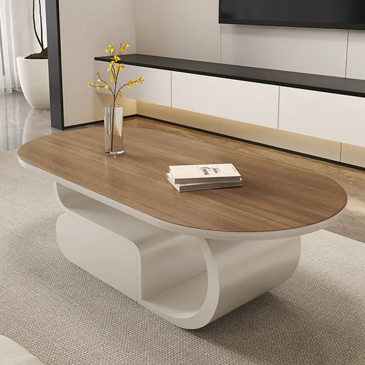 Coffee table White Brown Solid wood Sintered Stone htyjj-6576