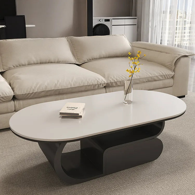 Coffee table White Brown Solid wood Sintered Stone htyjj-6576