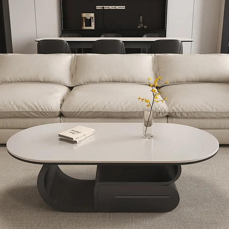 Coffee table White Brown Solid wood Sintered Stone htyjj-6576