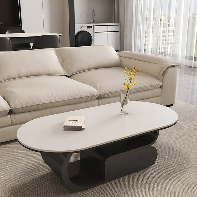 Coffee table White Brown Solid wood Sintered Stone htyjj-6576