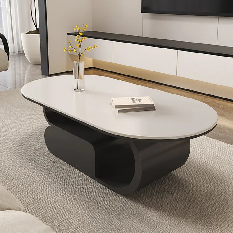 Coffee table White Brown Solid wood Sintered Stone htyjj-6576