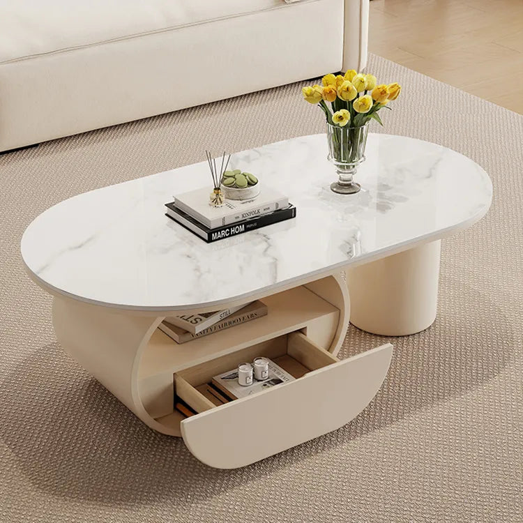 Coffee table COLOR1 White Sintered Stone Eco-friendly Board htyjj-6577