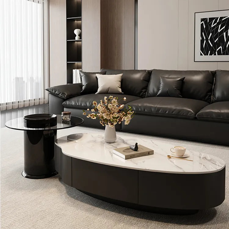 Coffee table Black COLOR1 COLOR2 Solid wood Sintered Stone Eco-friendly Board htyjj-6578