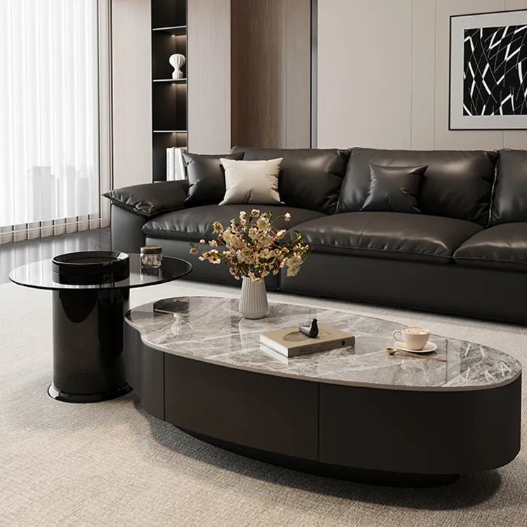 Coffee table Black COLOR1 COLOR2 Solid wood Sintered Stone Eco-friendly Board htyjj-6578