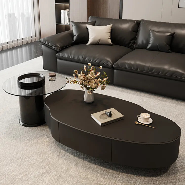 Coffee table Black COLOR1 COLOR2 Solid wood Sintered Stone Eco-friendly Board htyjj-6578