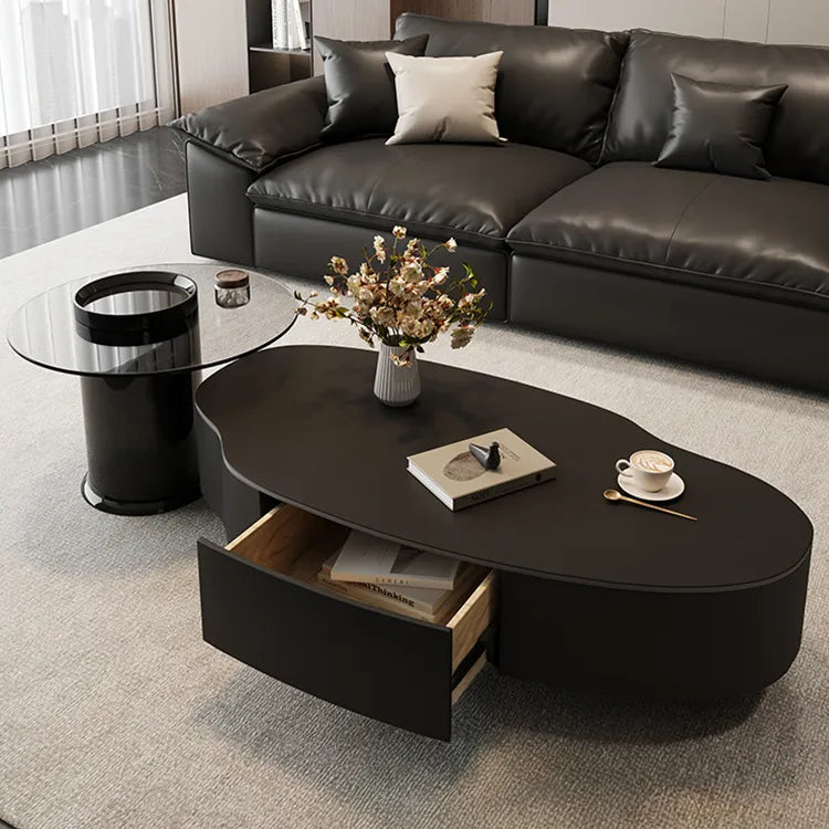Coffee table Black COLOR1 COLOR2 Solid wood Sintered Stone Eco-friendly Board htyjj-6578