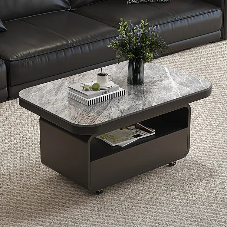 Coffee table COLOR1 White Black COLOR2 Brown Sintered Stone Solid wood Multi-layer board htyjj-6581