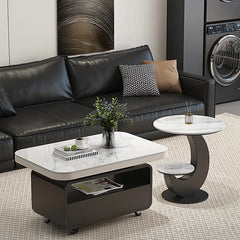 Coffee table COLOR1 White Black COLOR2 Brown Sintered Stone Solid wood Multi-layer board htyjj-6581