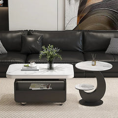 Coffee table COLOR1 White Black COLOR2 Brown Sintered Stone Solid wood Multi-layer board htyjj-6581