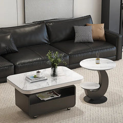 Coffee table COLOR1 White Black COLOR2 Brown Sintered Stone Solid wood Multi-layer board htyjj-6581