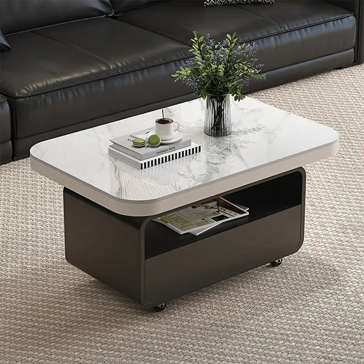 Coffee table COLOR1 White Black COLOR2 Brown Sintered Stone Solid wood Multi-layer board htyjj-6581