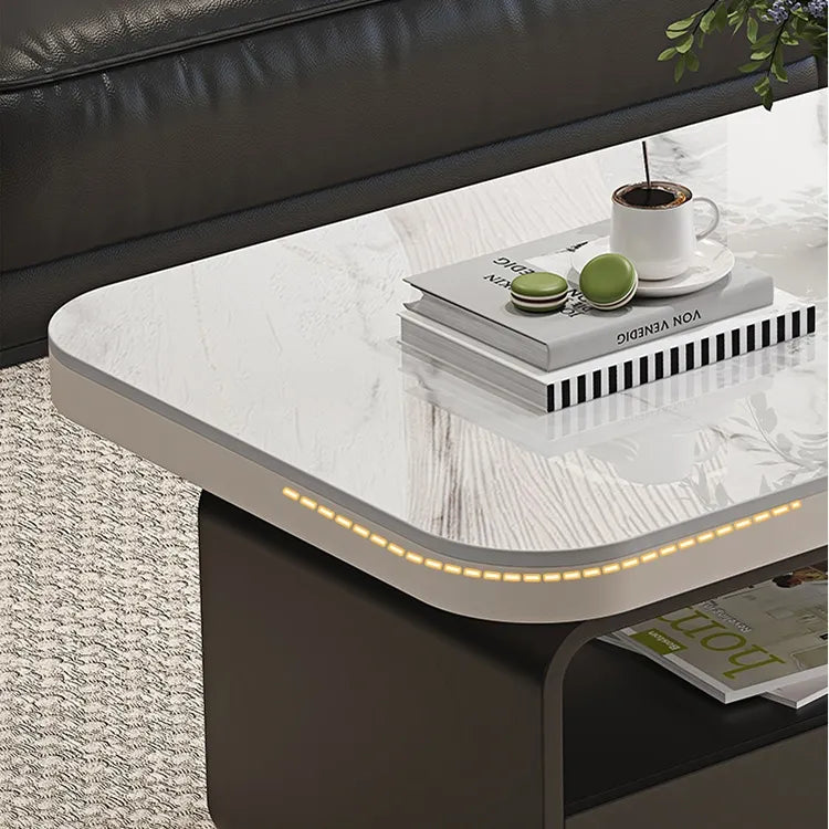 Coffee table COLOR1 White Black COLOR2 Brown Sintered Stone Solid wood Multi-layer board htyjj-6581
