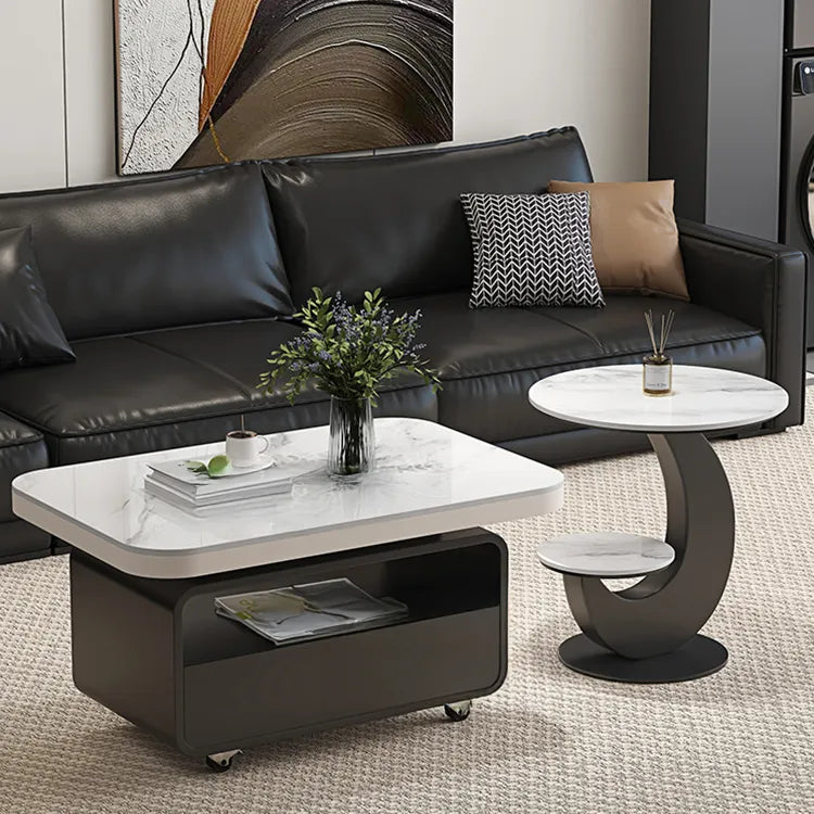 Coffee table COLOR1 White Black COLOR2 Brown Sintered Stone Solid wood Multi-layer board htyjj-6581