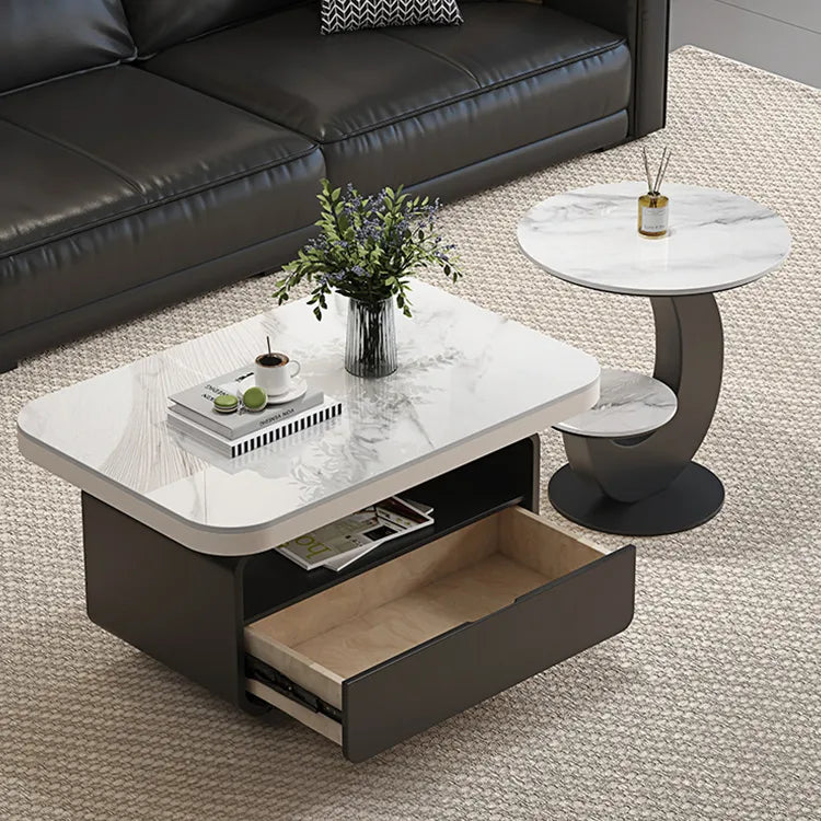 Coffee table COLOR1 White Black COLOR2 Brown Sintered Stone Solid wood Multi-layer board htyjj-6581