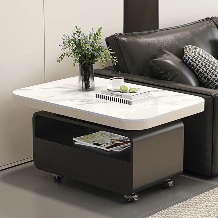 Coffee table COLOR1 White Black COLOR2 Brown Sintered Stone Solid wood Multi-layer board htyjj-6581