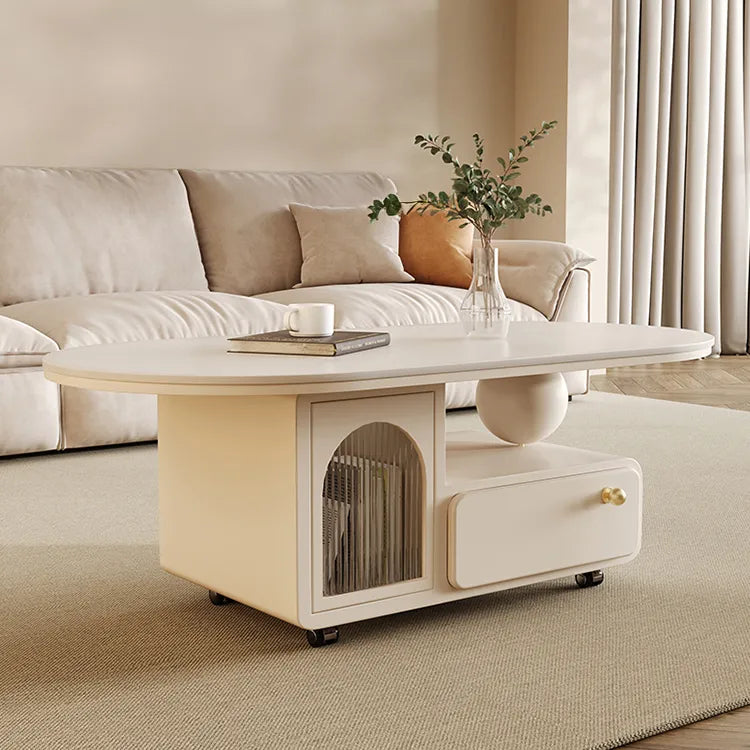 Coffee table White Black Solid wood Sintered Stone Acrylic htyjj-6585