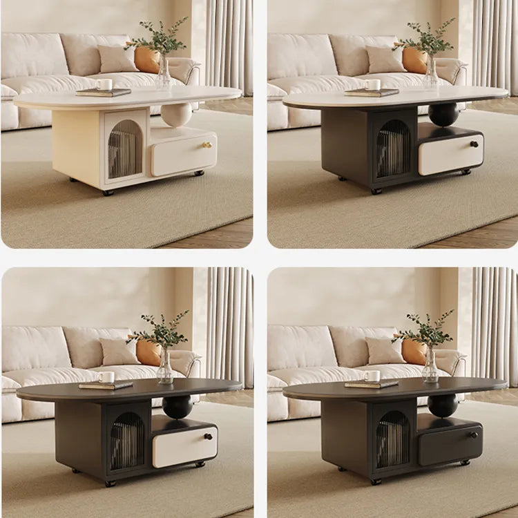 Coffee table White Black Solid wood Sintered Stone Acrylic htyjj-6585