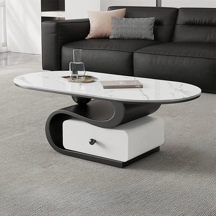 Coffee table White COLOR1 Black Solid wood Sintered Stone htyjj-6586