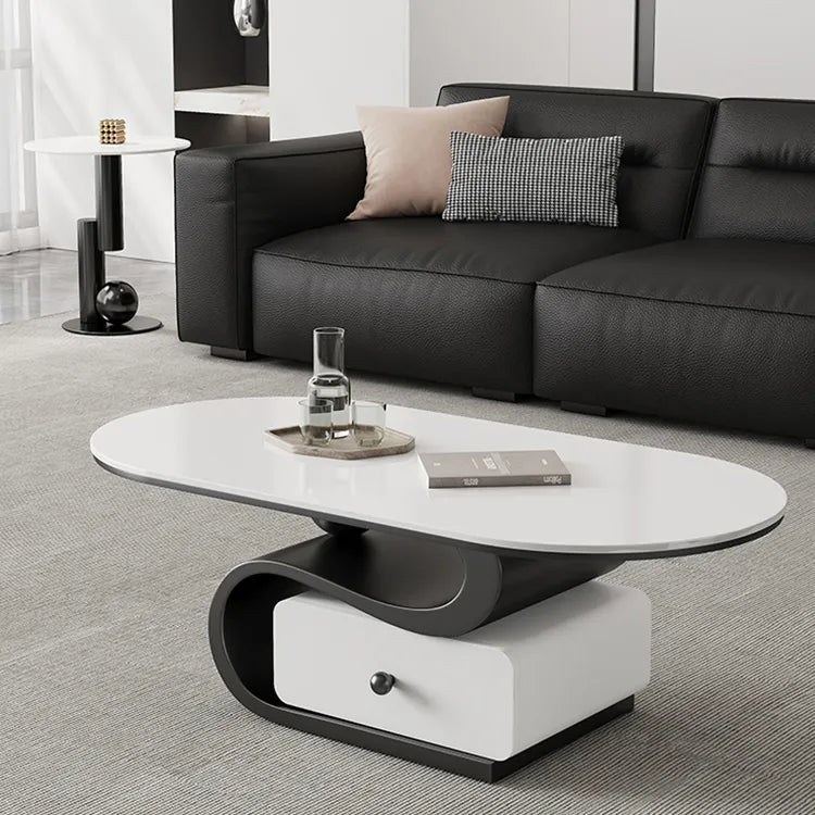 Coffee table White COLOR1 Black Solid wood Sintered Stone htyjj-6586