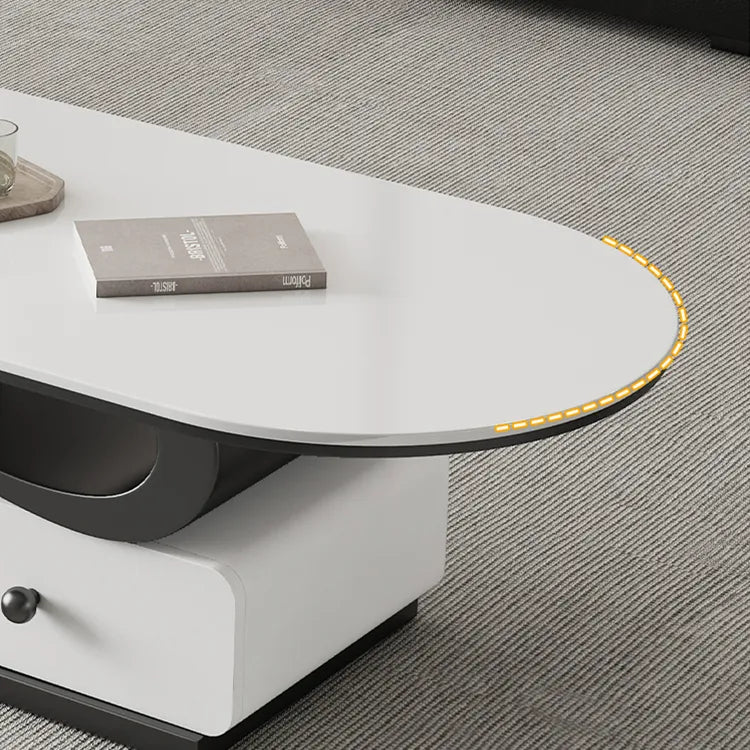 Coffee table White COLOR1 Black Solid wood Sintered Stone htyjj-6586
