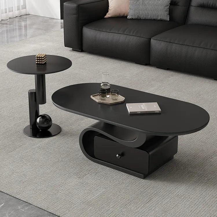 Coffee table White COLOR1 Black Solid wood Sintered Stone htyjj-6586
