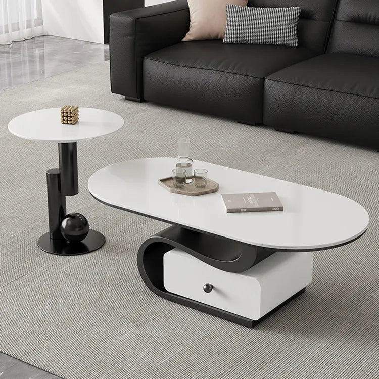 Coffee table White COLOR1 Black Solid wood Sintered Stone htyjj-6586