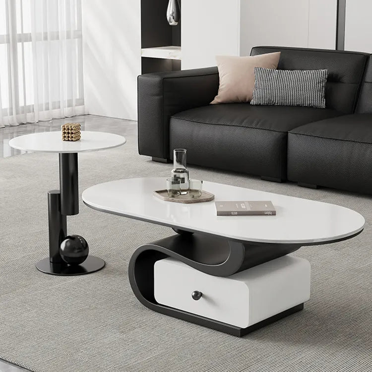 Coffee table White COLOR1 Black Solid wood Sintered Stone htyjj-6586