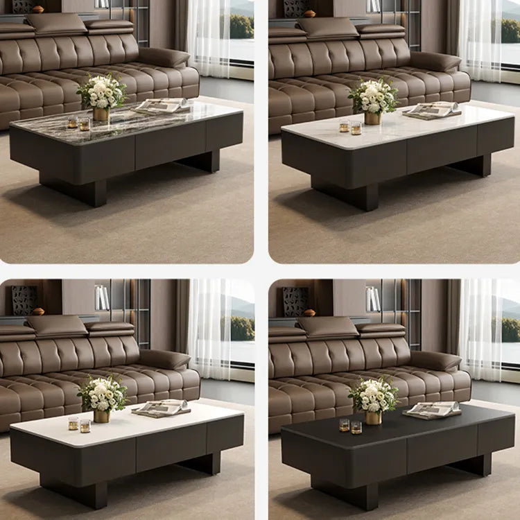 Coffee table COLOR1 COLOR2 White Black Solid wood Sintered Stone Eco-friendly Board htyjj-6589